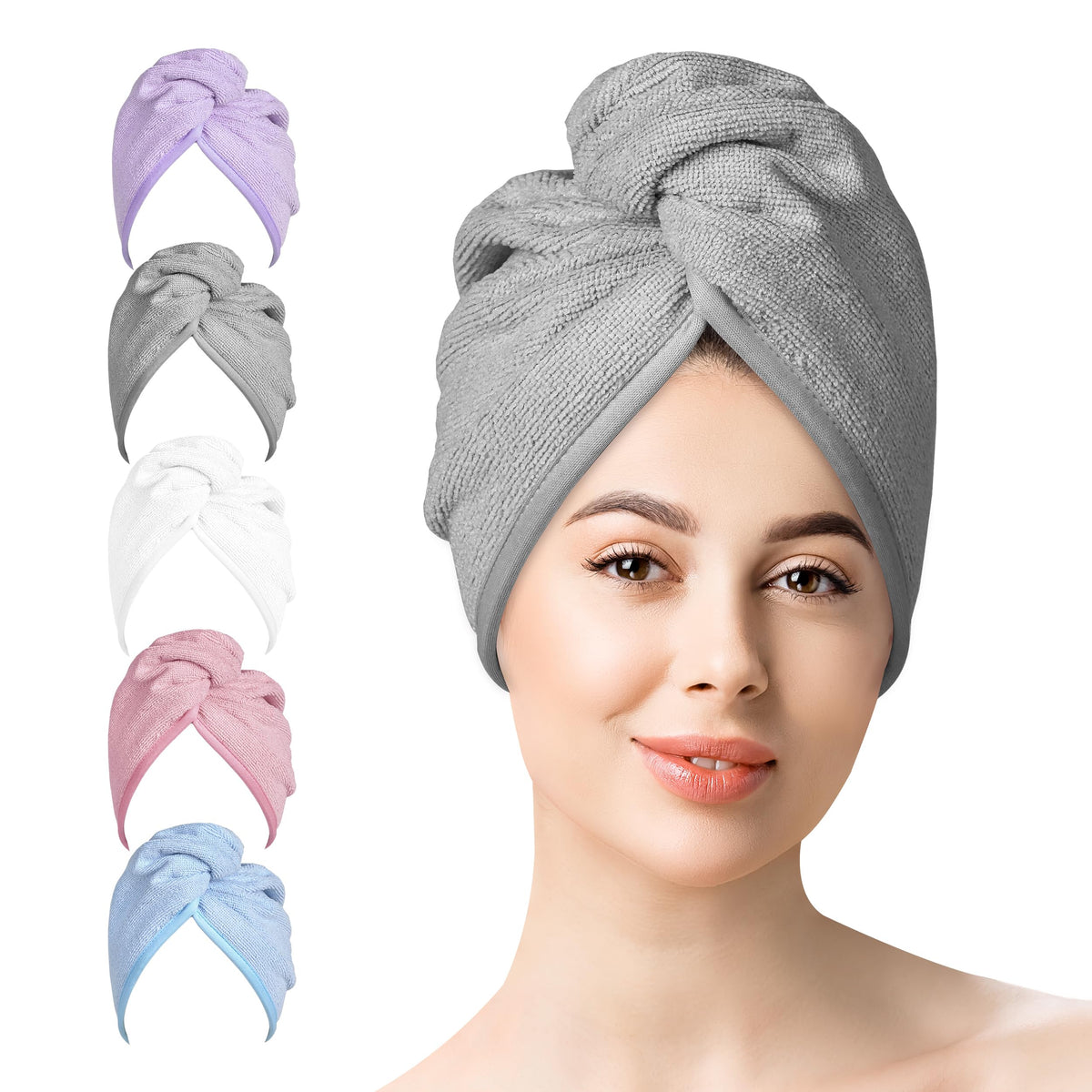 YoulerTex Microfiber Hair Towel Wraps 10x26 inches front view
