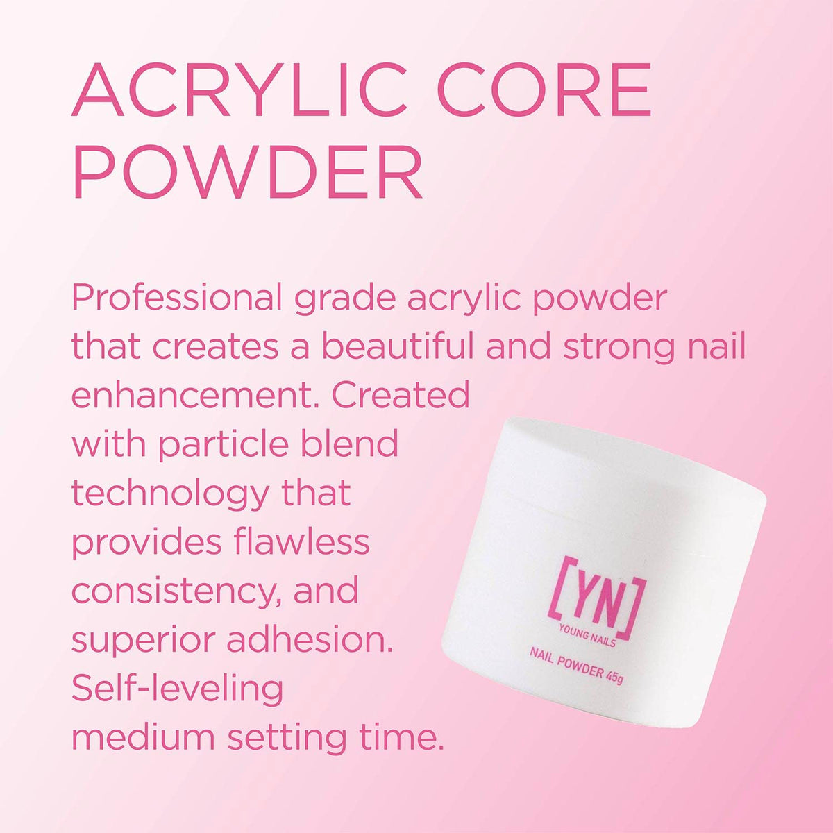 Young Nails Acrylic Core Powder 45g clear pink back view