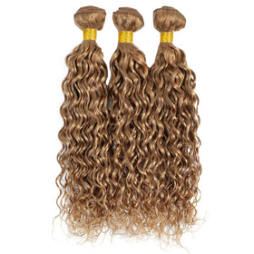 YOUNGHANN Honey Blonde Water Wave Bundles close-up