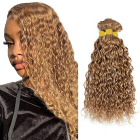YOUNGHANN Honey Blonde Water Wave Bundles front view