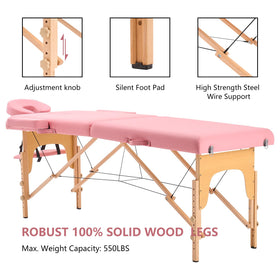 YOUNIKE Portable Massage Table showing sturdy wooden frame