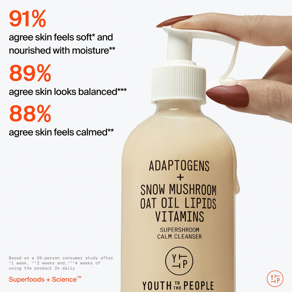 Youth To The People Adaptogen Calming Face Cleanser with a soft towel