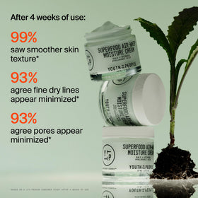 Youth To The People Superfood Air-Whip Moisturizer travel mini beside kale