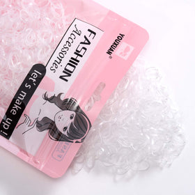 YOUXUAN 1000-Pack Clear Elastic Hair Ties front view