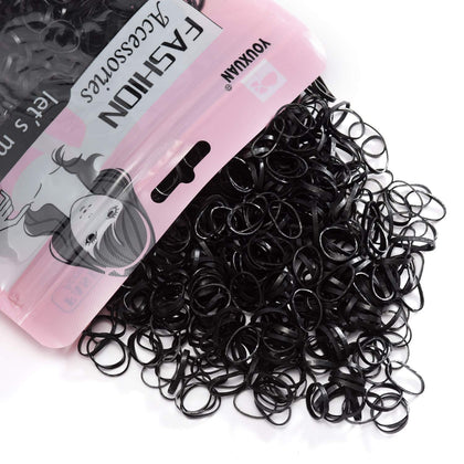YOUXUAN 1000-Pack Elastic Hair Ties black front view