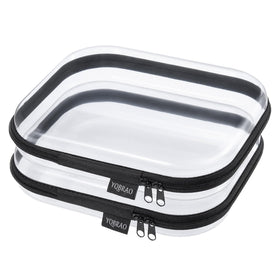 YQBRAO Clear Hard Shell Organizer Set front view in black
