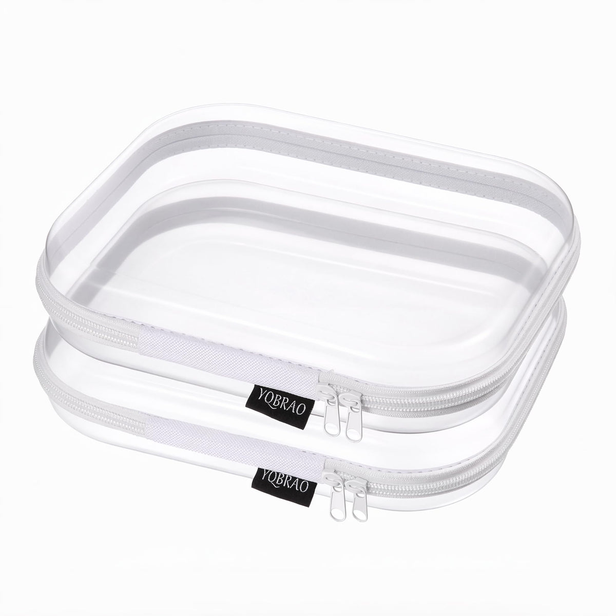 YQBRAO Clear Hard Shell Organizer Set front view with two medium organisers