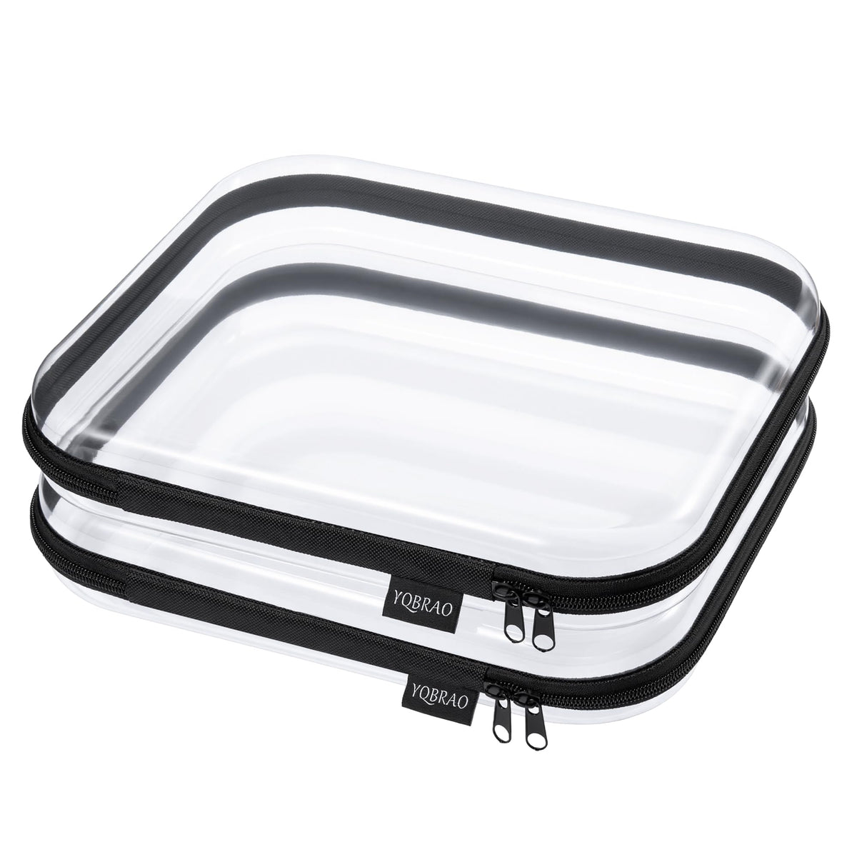 YQBRAO Clear Hard Shell Storage Organizer Set front view, black