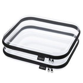 YQBRAO Clear Hard Shell Storage Organizer Set front view, black