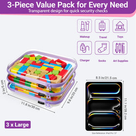 YQBRAO Clear Hard Shell Zipper Case open displaying contents