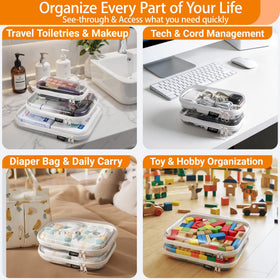 YQBRAO Clear Hard Shell Zipper Case with tech cords