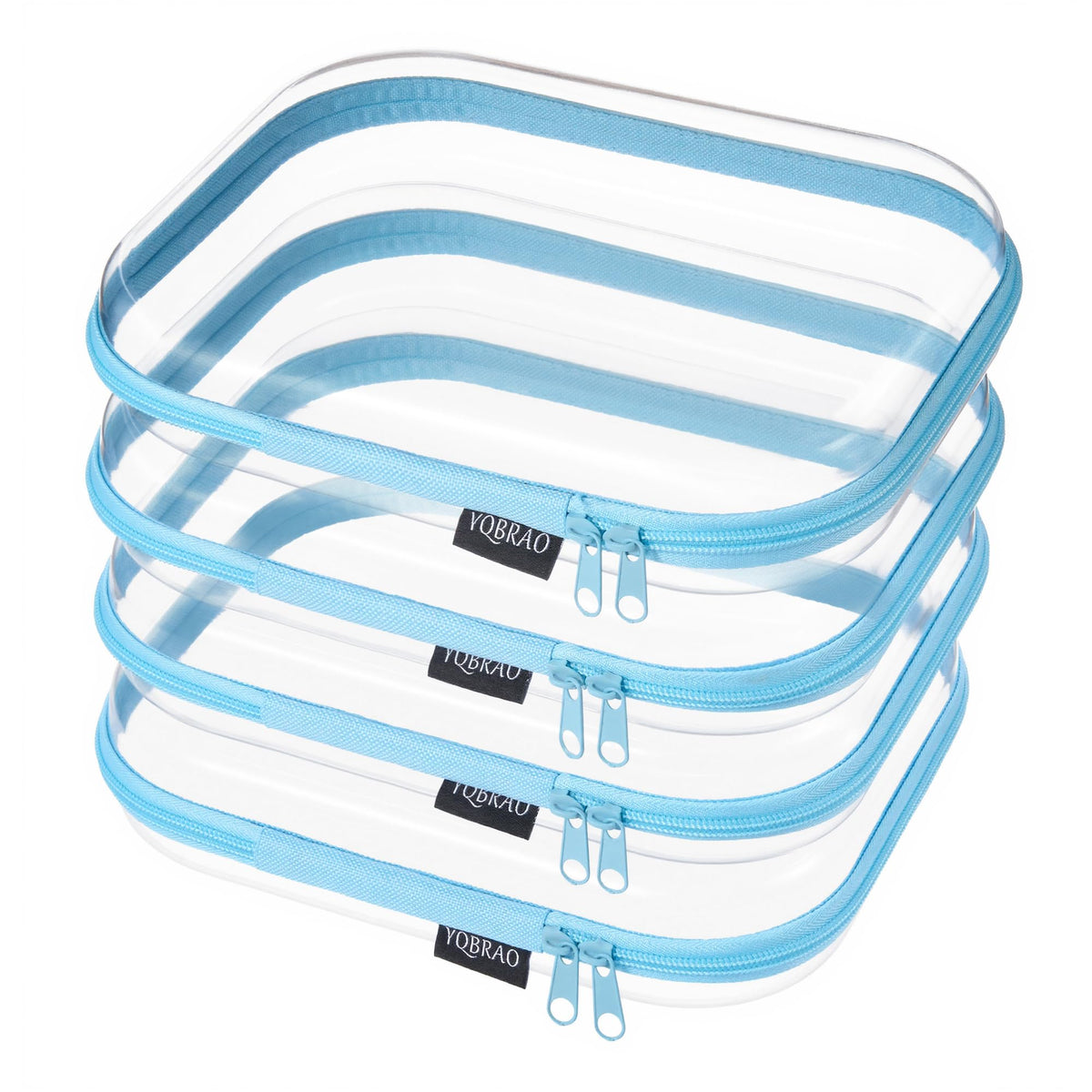 YQBRAO Clear Hard Shell Zipper Cases front view in blue