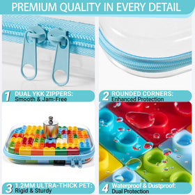 YQBRAO Clear Hard Shell Zipper Cases in a travel bag