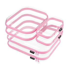 YQBRAO Clear Hard Shell Zipper Cases in soft pink, front view