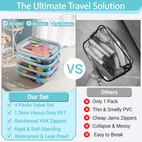 YQBRAO Clear Hard Shell Zipper Cases open showing interior compartments