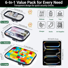 YQBRAO Clear Hard Shell Zipper Cases open showing organisation