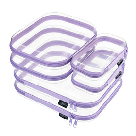 YQBRAO Clear Hard Shell Zipper Cases set with royal purple trim