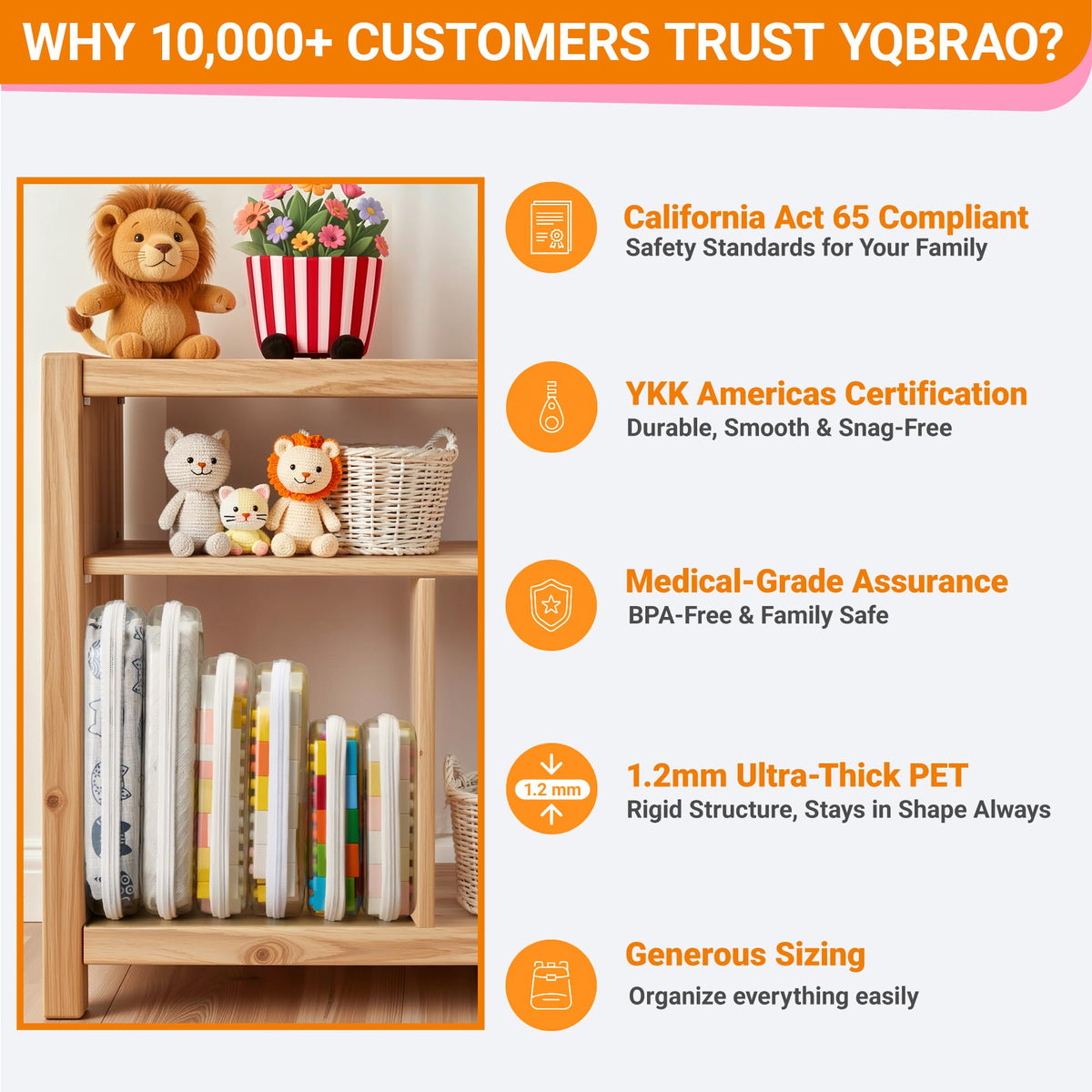 YQBRAO Clear Hard Shell Zipper Cases stacked