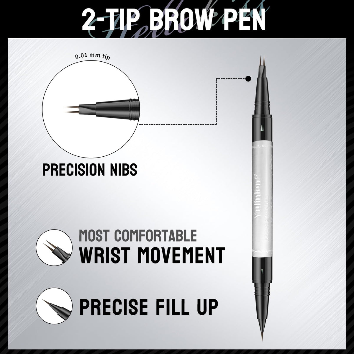 Yulinlon Dual-Tip Liquid Brow Pen Dark Brown packaging