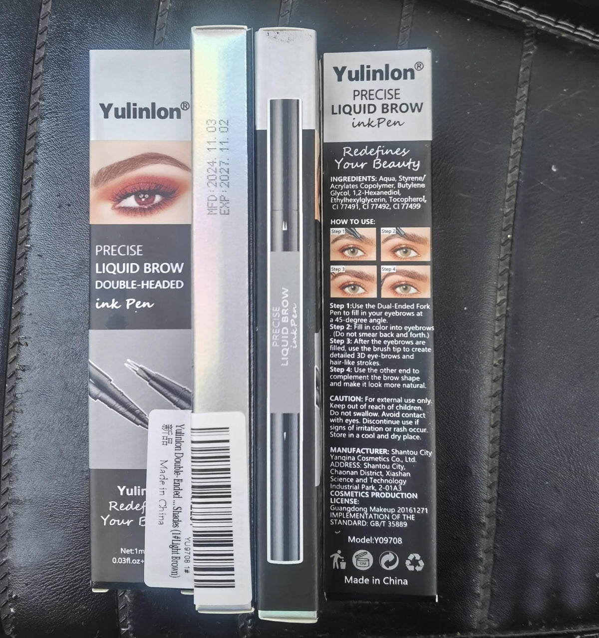 Yulinlon Dual-Tip Liquid Brow Pen Dark Brown side view