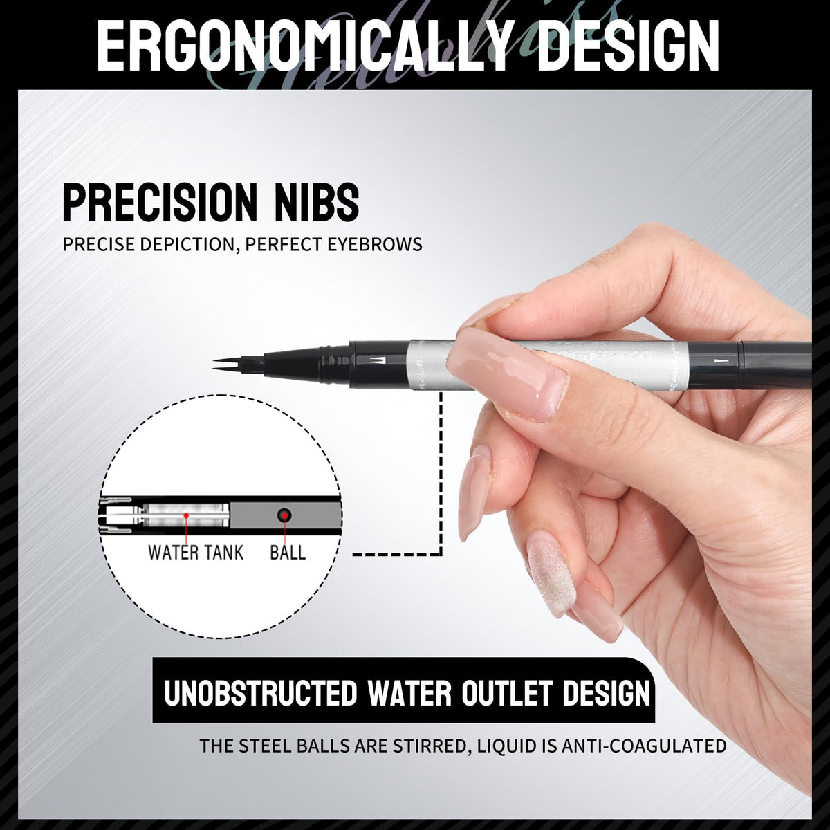 Yulinlon Dual-Tip Liquid Brow Pen Dark Brown swatch on skin