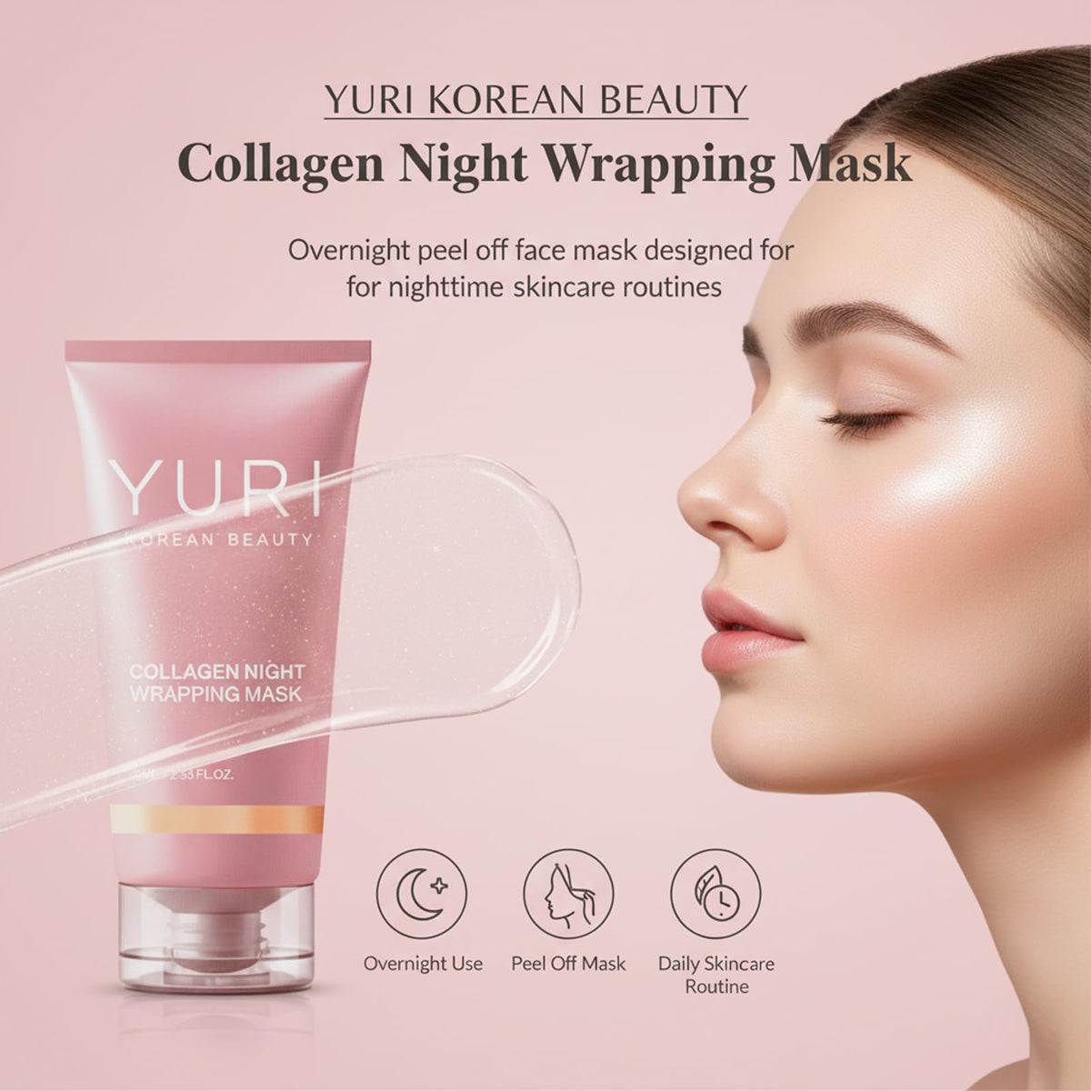 YURI BEAUTY Collagen Night Wrapping Mask application with brush