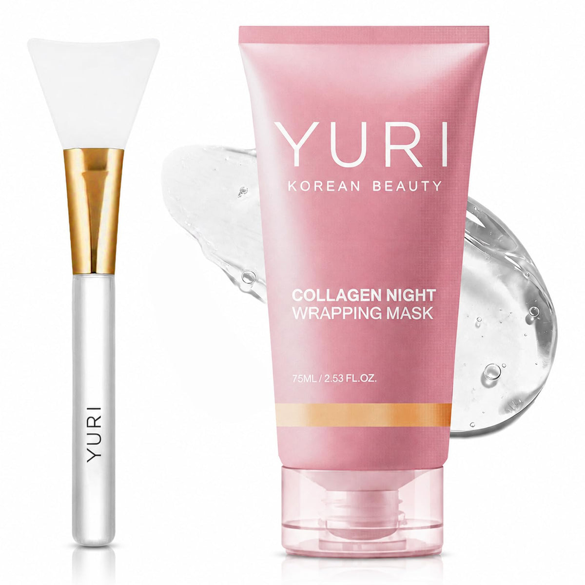 YURI BEAUTY Collagen Night Wrapping Mask front view with packaging