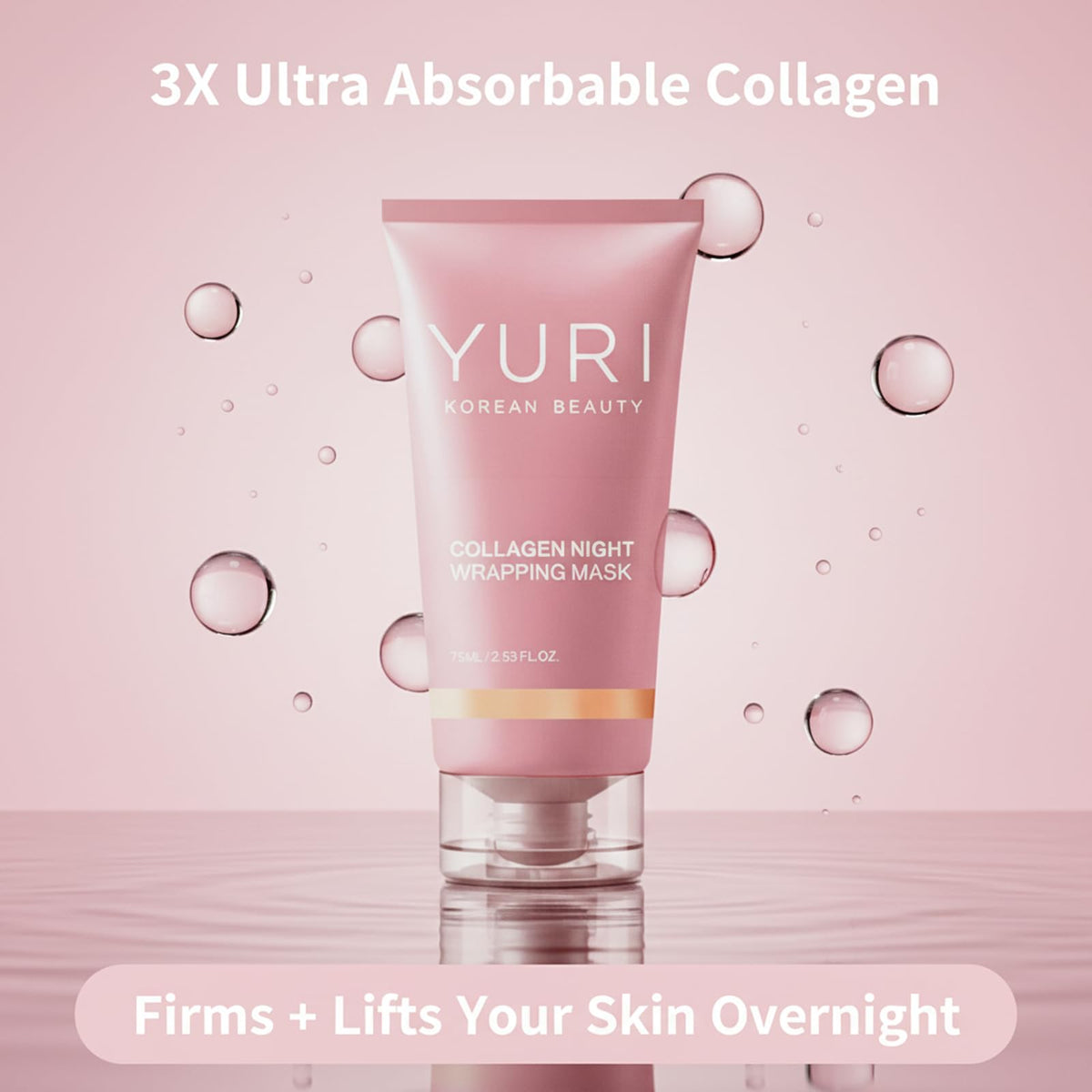 YURI BEAUTY Collagen Night Wrapping Mask in bathroom setting