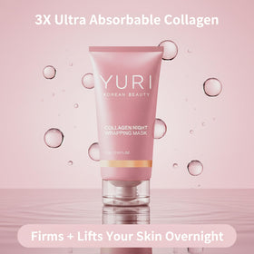YURI BEAUTY Collagen Night Wrapping Mask in bathroom setting