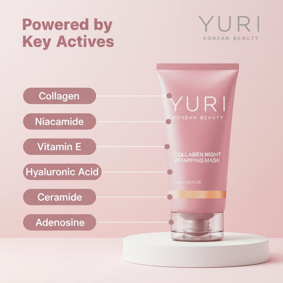 YURI BEAUTY Collagen Night Wrapping Mask on skin