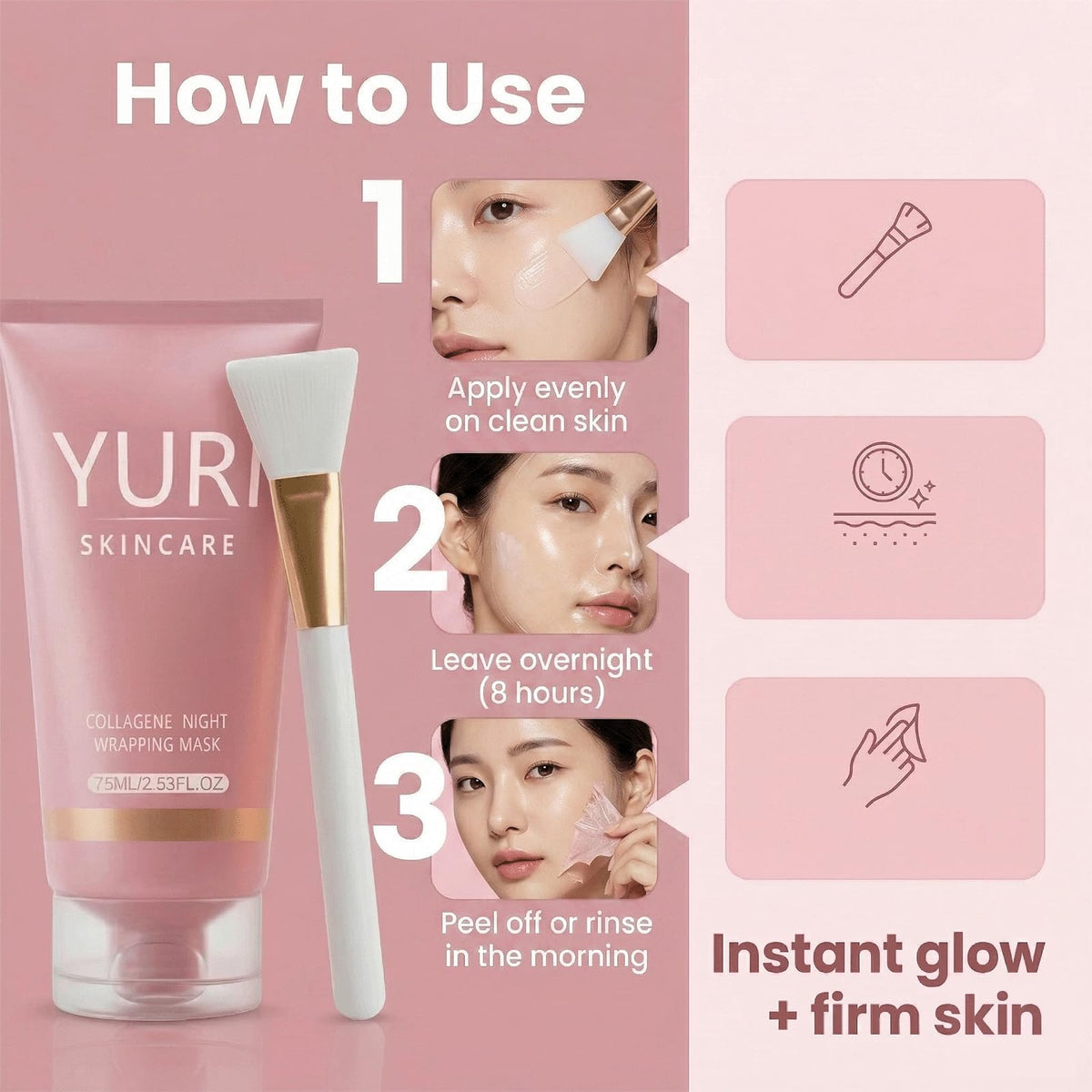Yuri Skincare Collagen Mask in bathroom setting