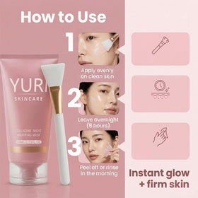 Yuri Skincare Collagen Mask in bathroom setting