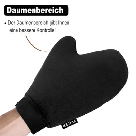 YVOIER Self Tanning Mitt Applicator in use applying lotion