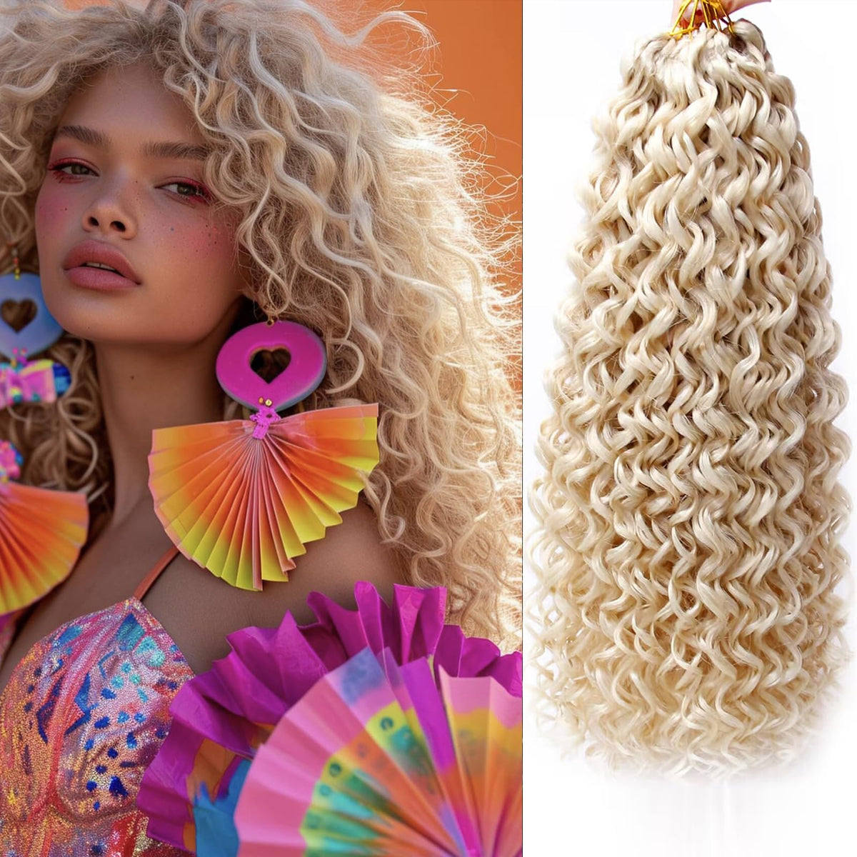 YXCHERISHAIR 8 Packs Curly Crochet Hair 18 Inch GoGo Curl 613# front view
