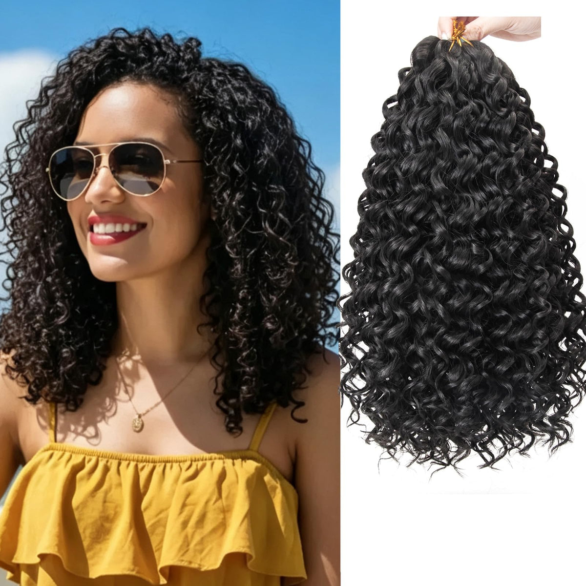 YXCHERISHAIR Curly Crochet Hair 12 Inch GoGo Curl front view