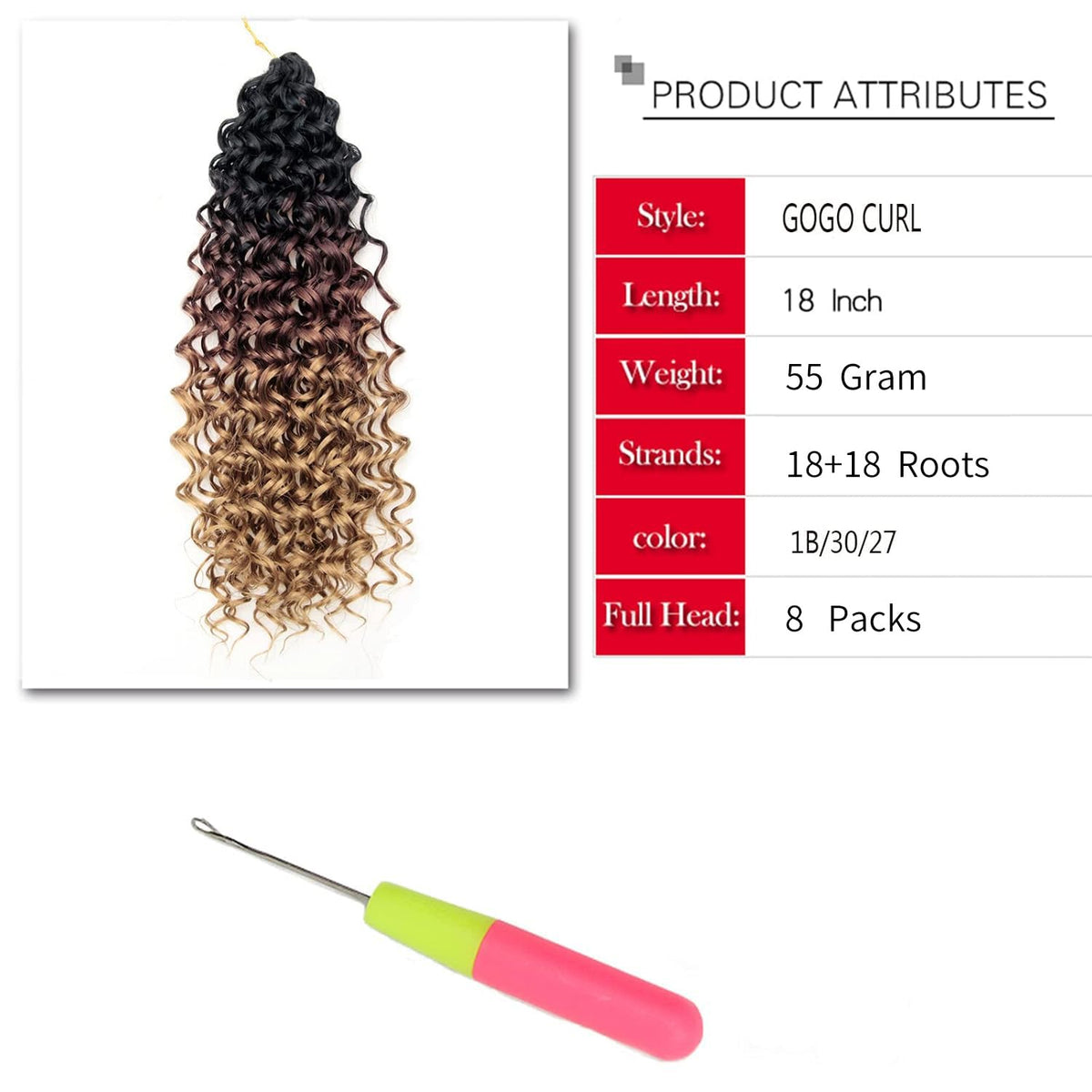 YXCHERISHAIR Curly Crochet Hair 18inch GoGo Curl close-up of curls