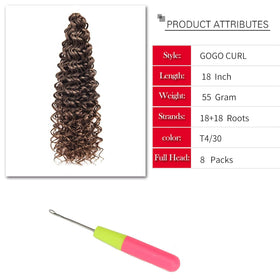 YXCHERISHAIR Curly Crochet Hair 18inch T4/30 close-up of curls