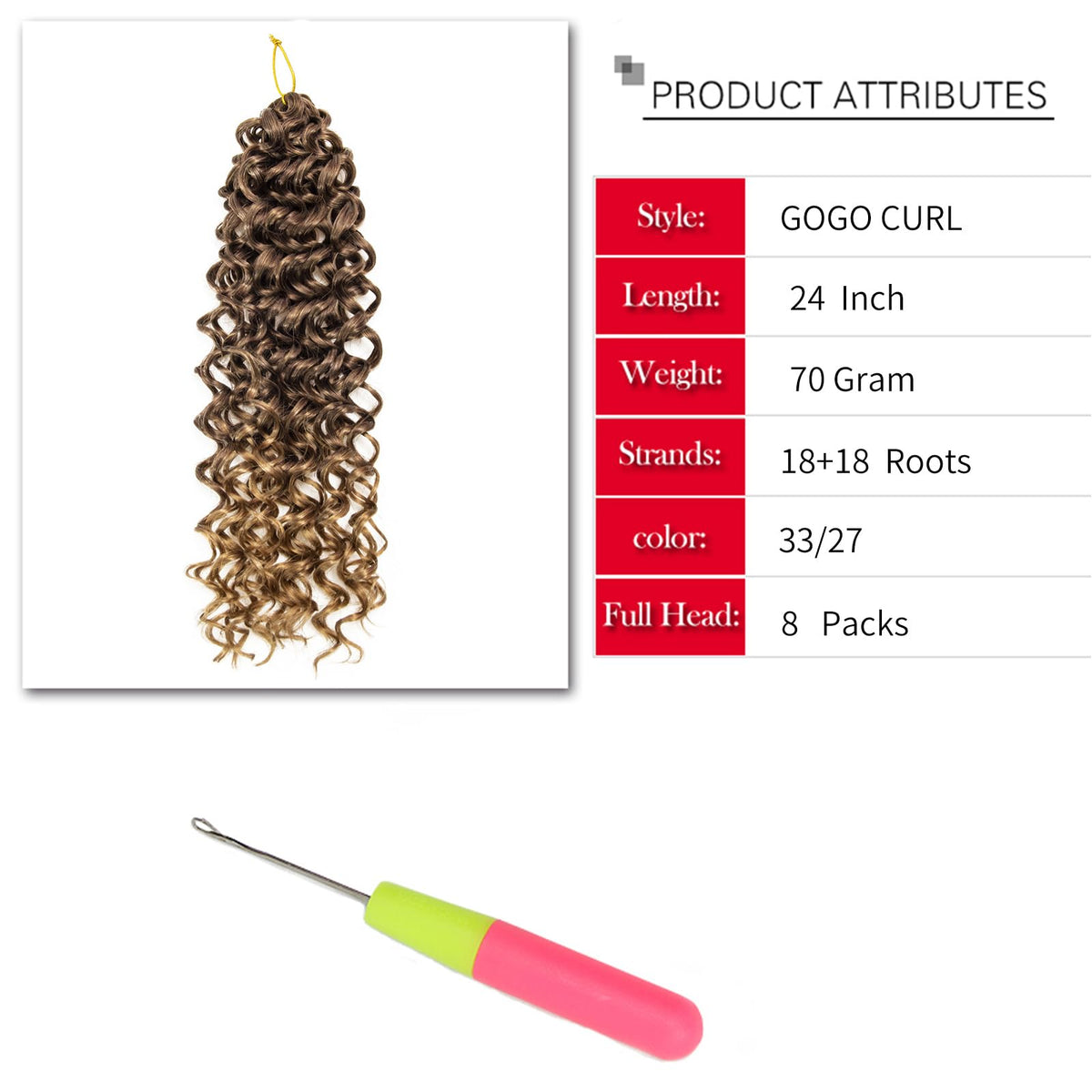 YXCHERISHAIR Curly Crochet Hair 24inch GoGo Curls in packaging