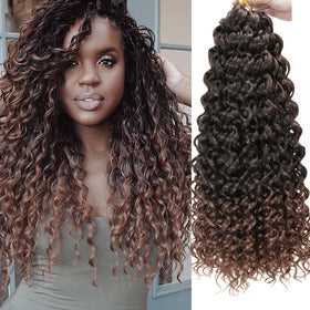 YXCHERISHAIR Curly Crochet Hair 8 Packs GoGo Curl 18inch 1B/30 front view
