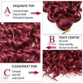 YXCHERISHAIR Curly Crochet Hair 8 Packs Red 18inch close-up of curls