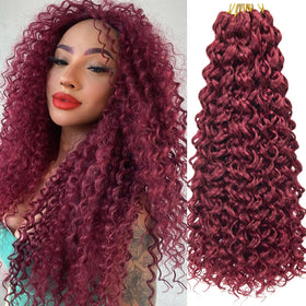 YXCHERISHAIR Curly Crochet Hair 8 Packs Red 18inch front view
