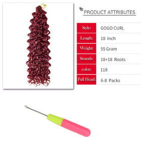 YXCHERISHAIR Curly Crochet Hair 8 Packs Red 18inch styled on model