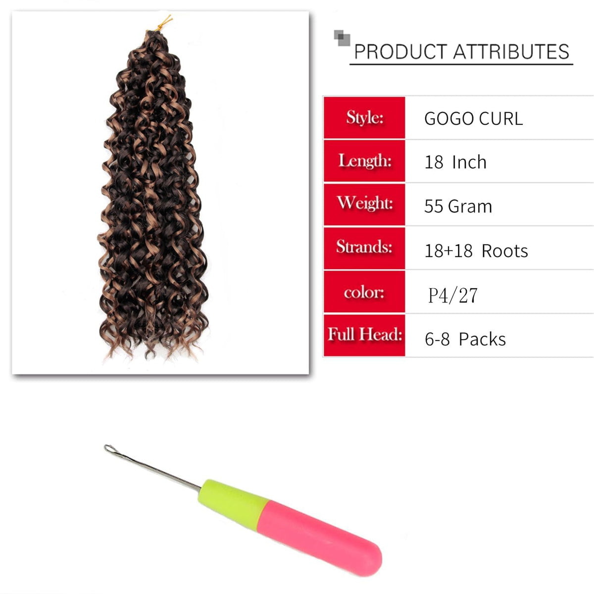 YXCHERISHAIR Curly Crochet Hair GoGo Curl 18 Inch close-up of curls