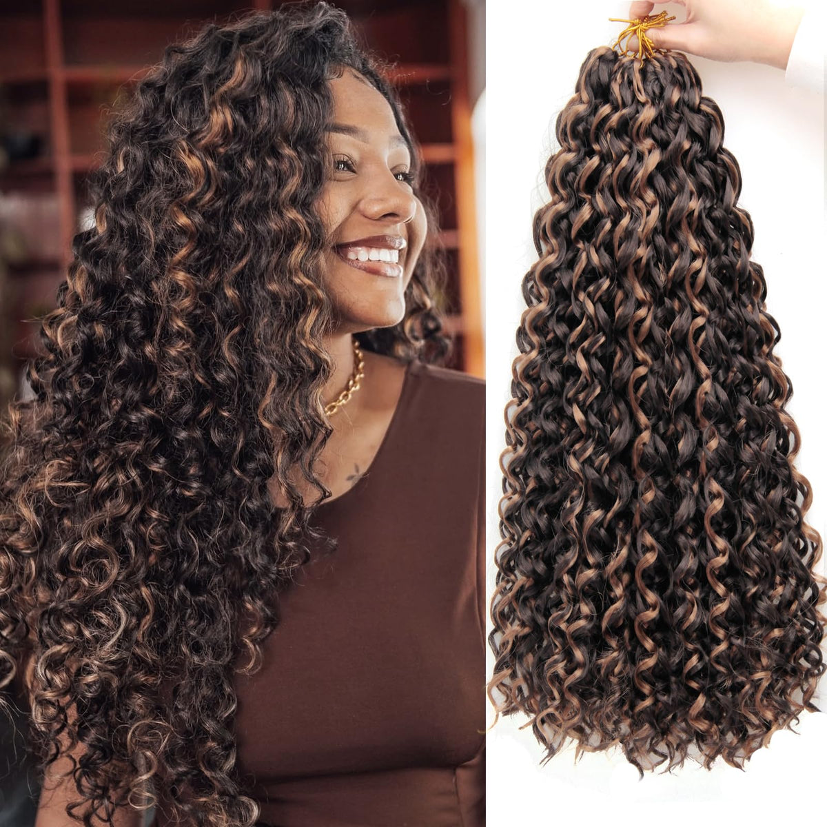 YXCHERISHAIR Curly Crochet Hair GoGo Curl 18 Inch front view