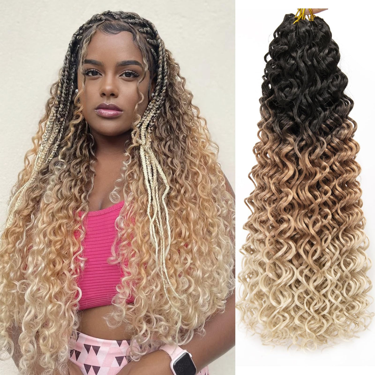 YXCHERISHAIR Curly Crochet Hair GoGo Curl 18inch front view