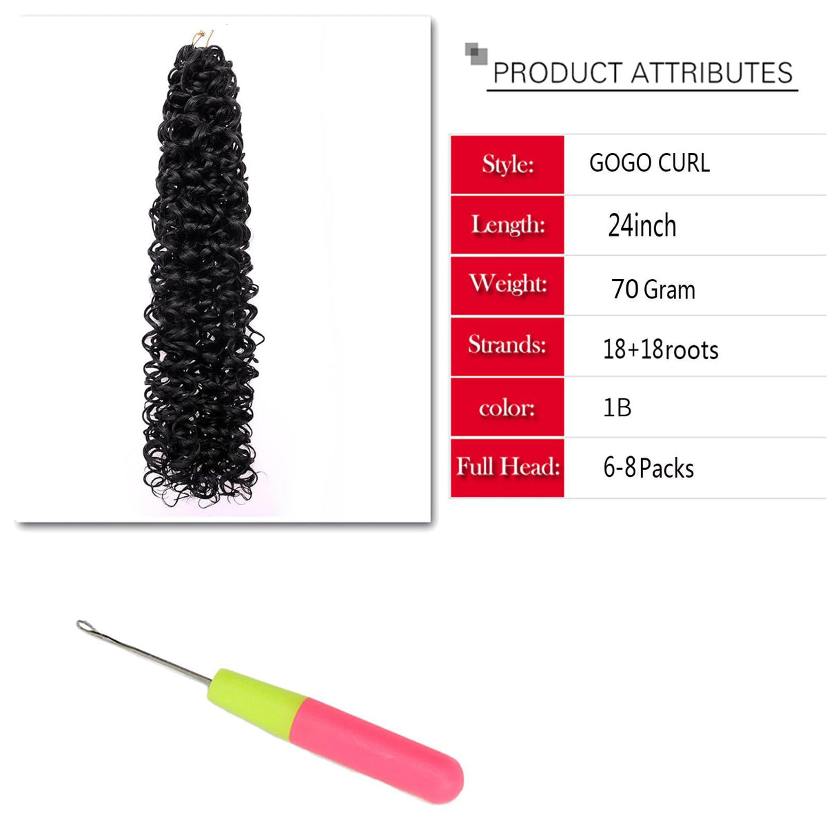 YXCHERISHAIR Curly Crochet Hair GoGo Curl 24 inch packaging