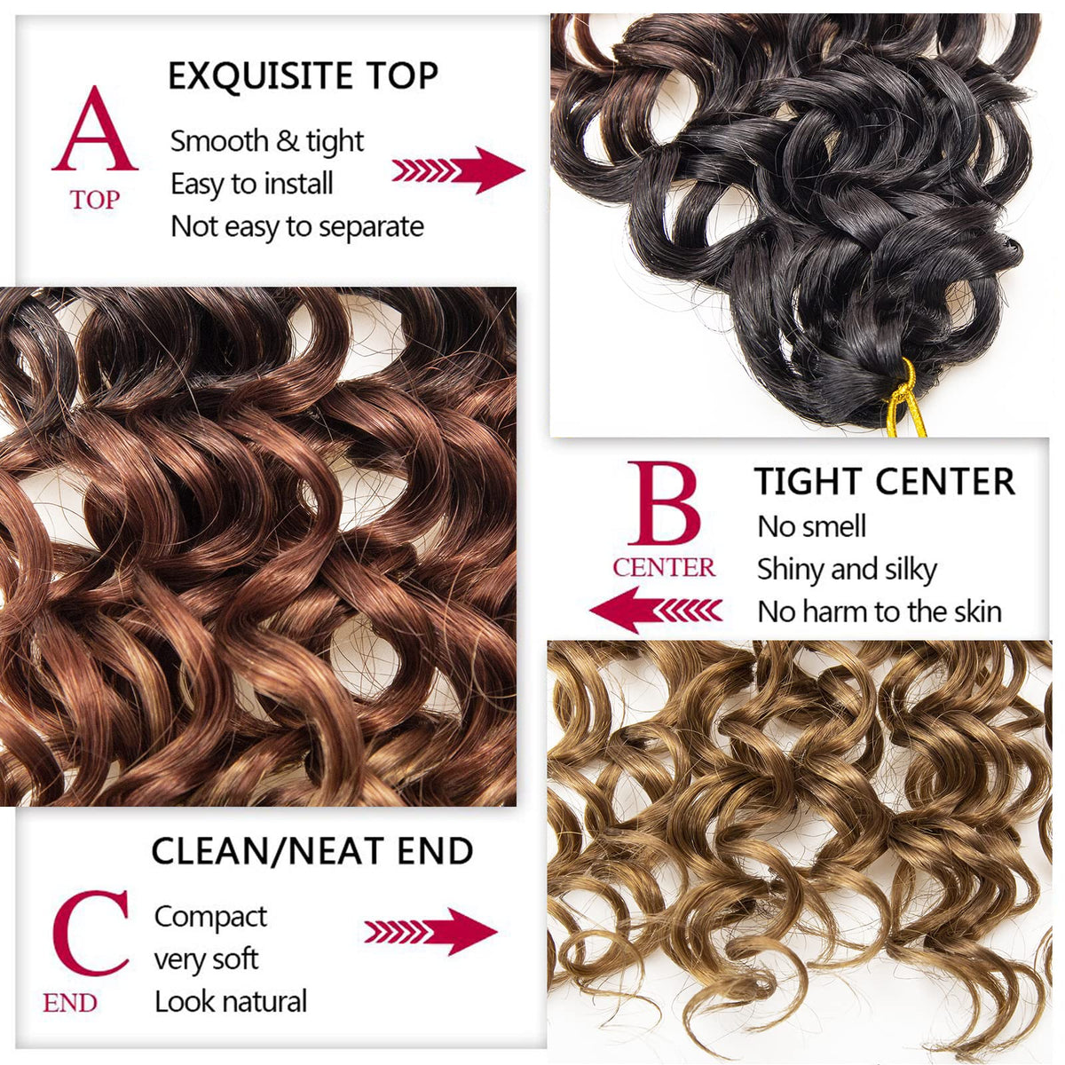 YXCHERISHAIR Curly Crochet Hair GoGo Curl close-up texture