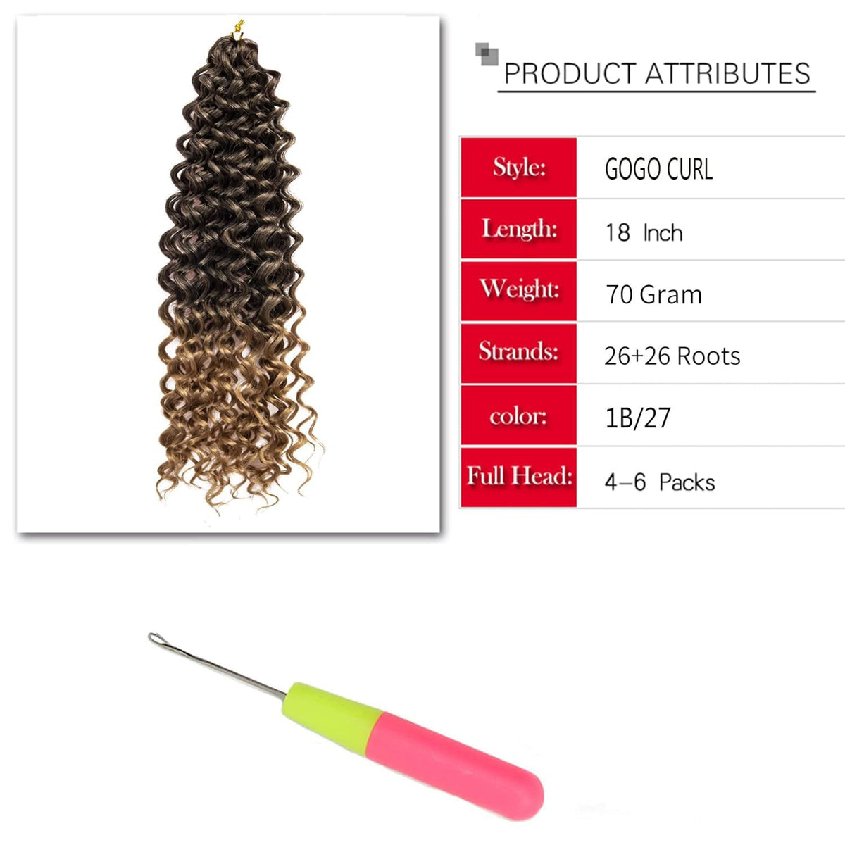 YXCHERISHAIR curly crochet hair in 1B/27 colour