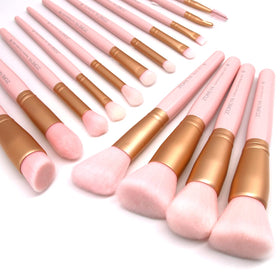 Z'OREYA 15Pcs Makeup Brush Set in pink with various brush sizes