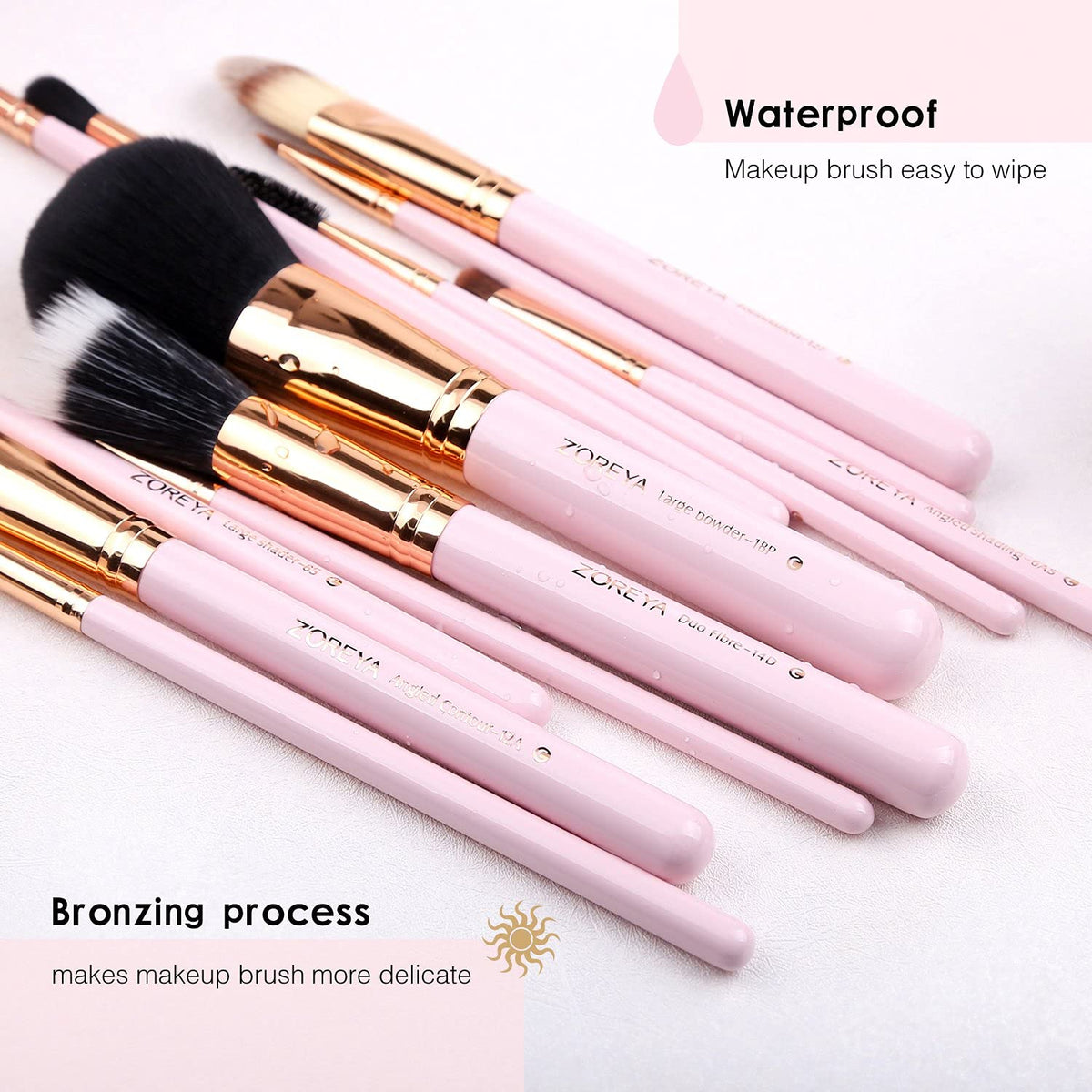 Z'OREYA makeup brush set displayed in dustproof holder